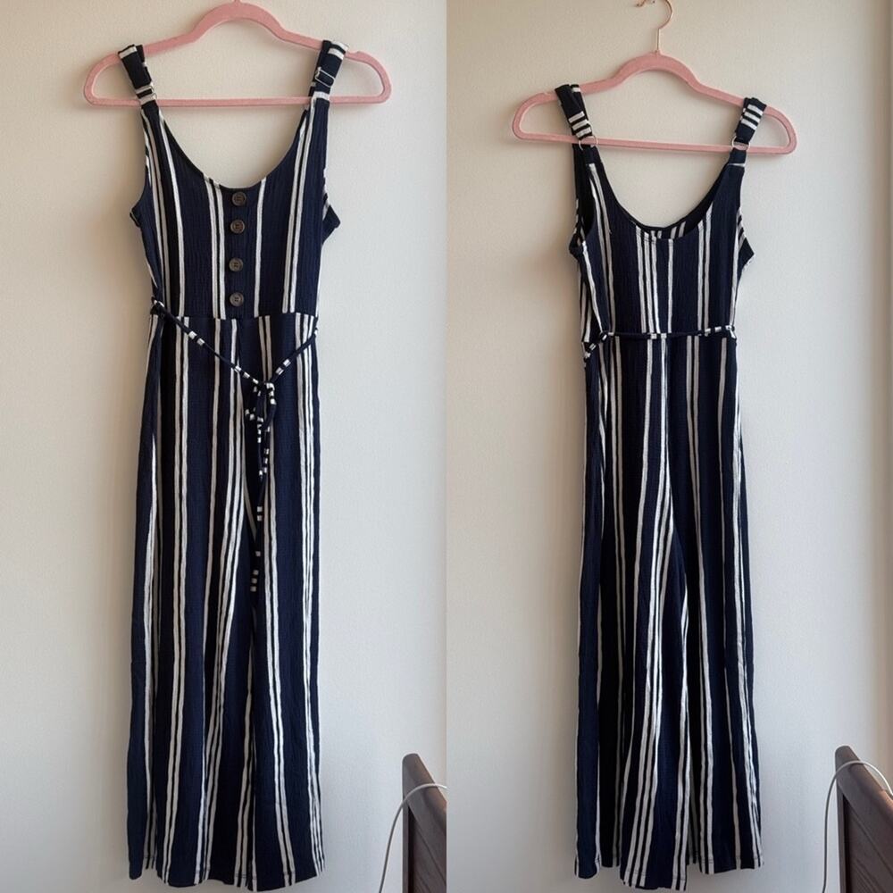 Navy And white stripe jumpsuit